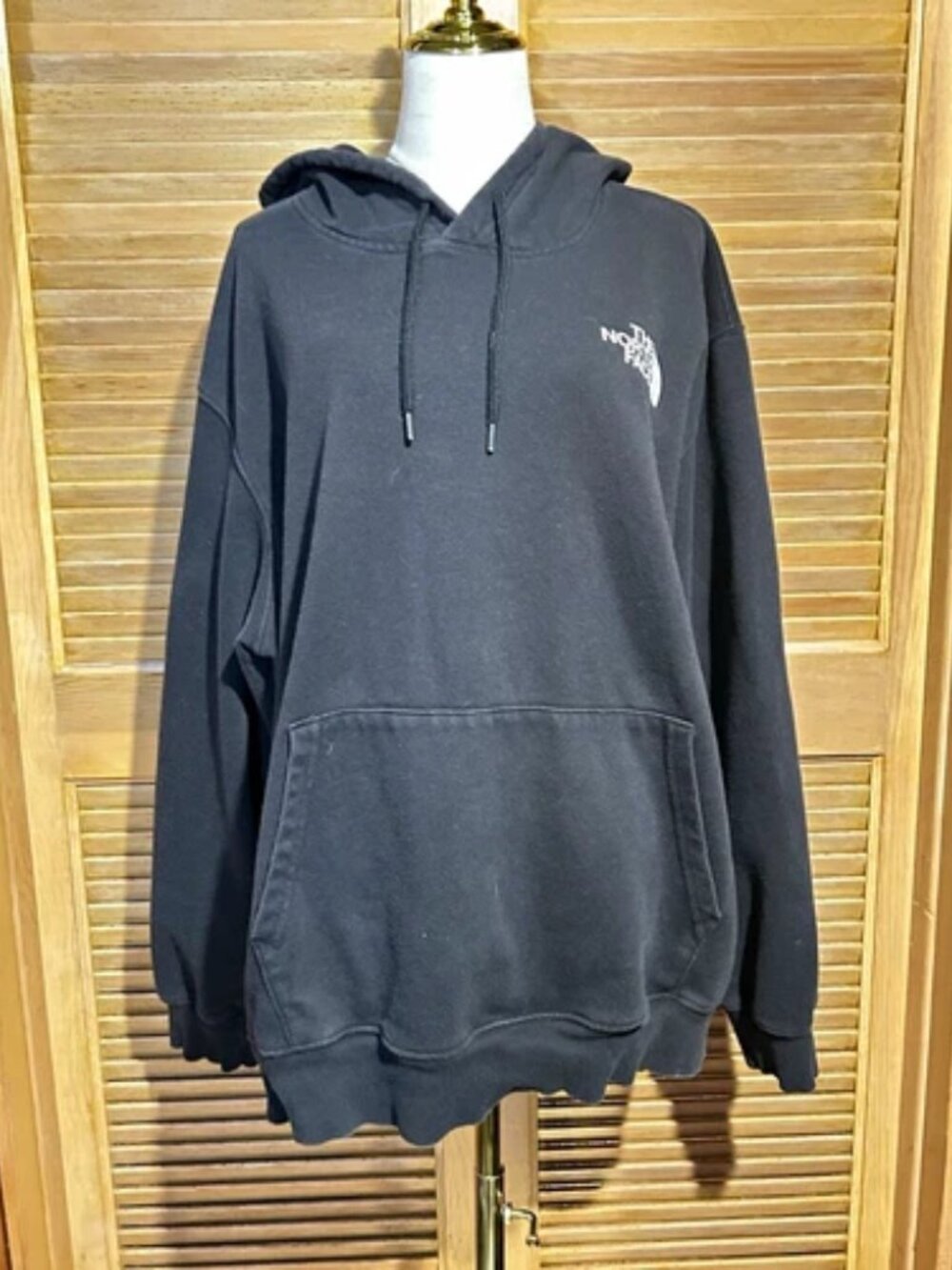 The North Face Men XXL Black Pullover Hoodie Fleece Logo Graphic Pockets